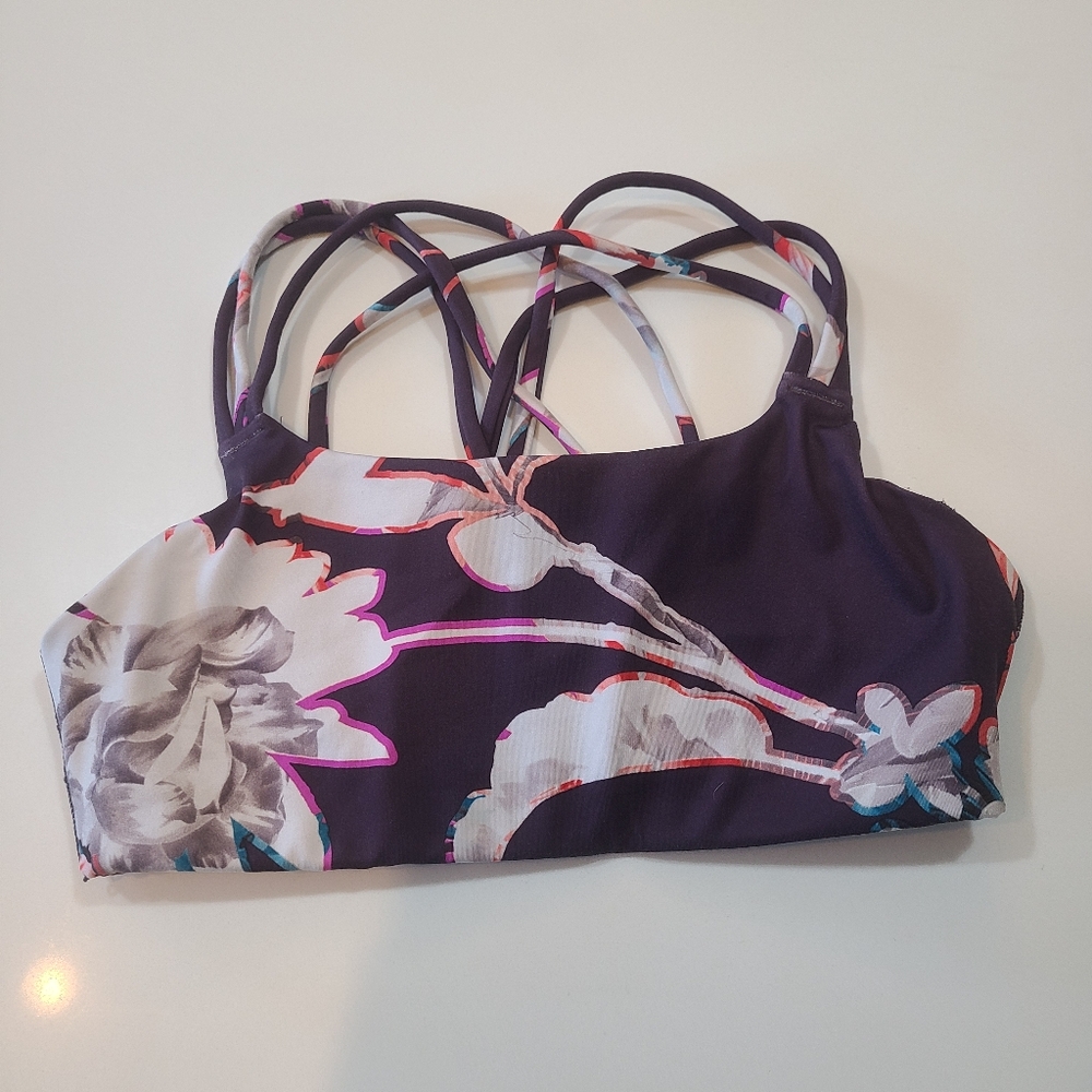 Athleta Purple Floral Strappy Bralette in Size XS